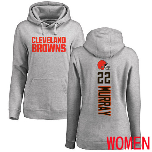 Cleveland Browns Eric Murray Women Ash Jersey #22 NFL Football Backer Pullover Hoodie Sweatshirt